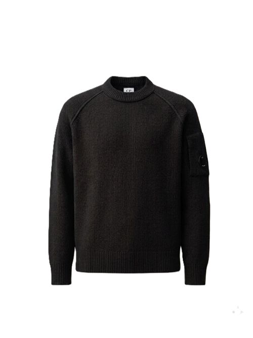 chenille cotton crewneck lens sweater C.P. COMPANY | 21CMKN196A-005558G999 BLACK